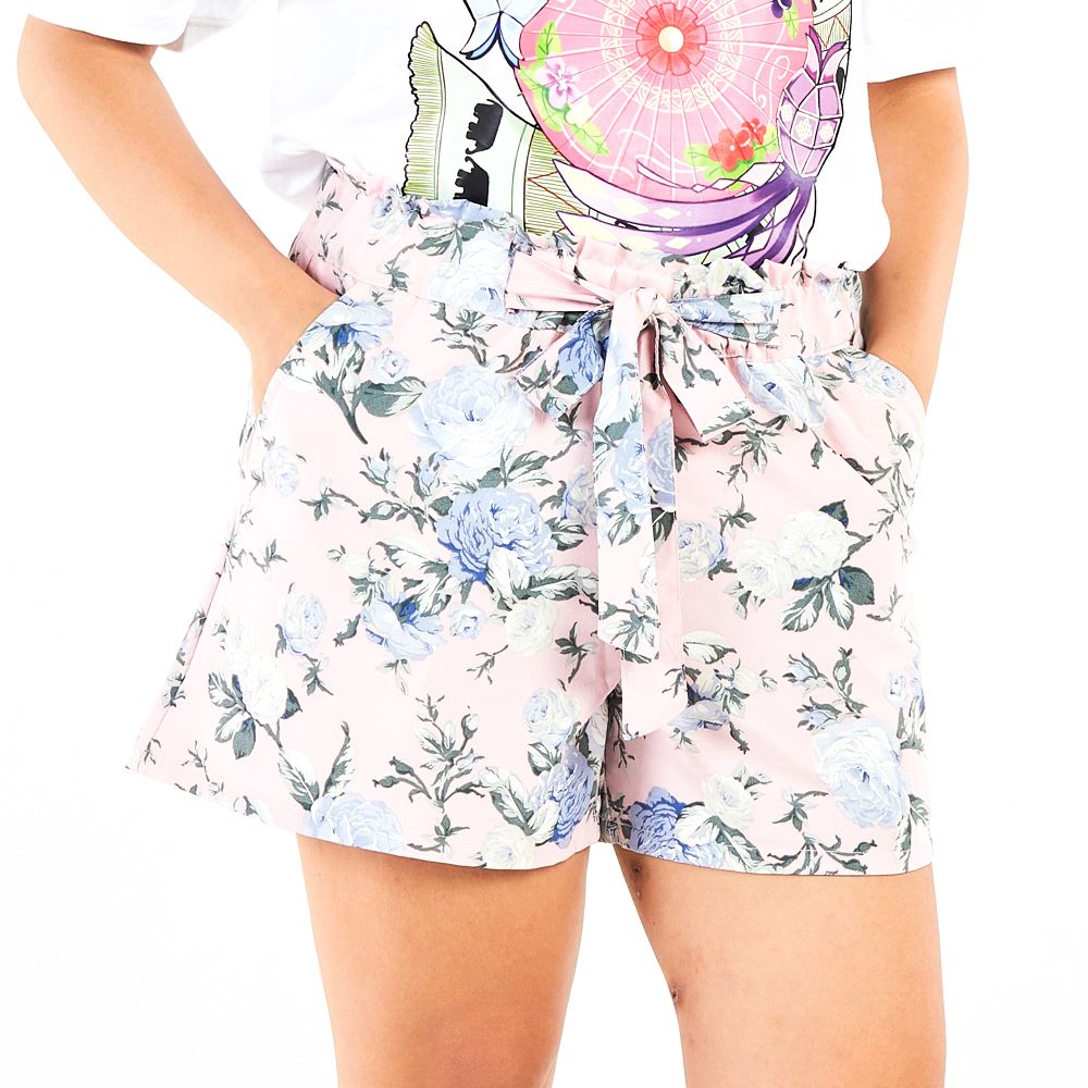 MESTYLE กางเกงขาสั้นพิมพ์ลาย สีชมพู ไซซ์ L