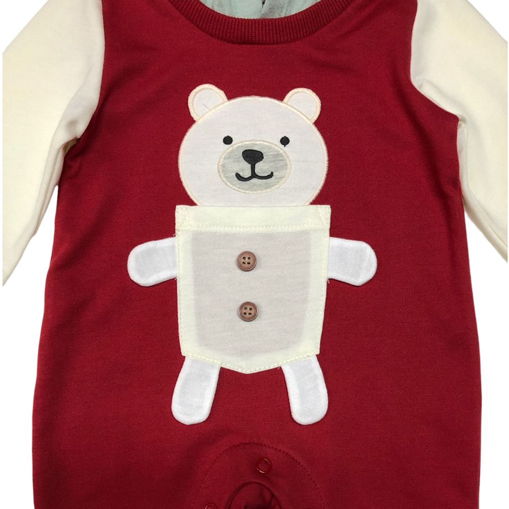 MESTYLE ROMPER WITH HOOD AUTUMN ROAD RED SIZE 6-9 MONTH