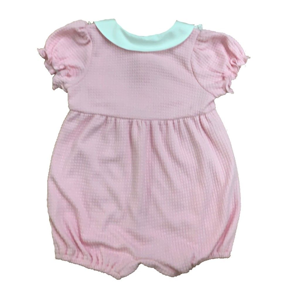 WOVEN ROMPER WITH HAT HOMMY PINK 3-6 MOTH