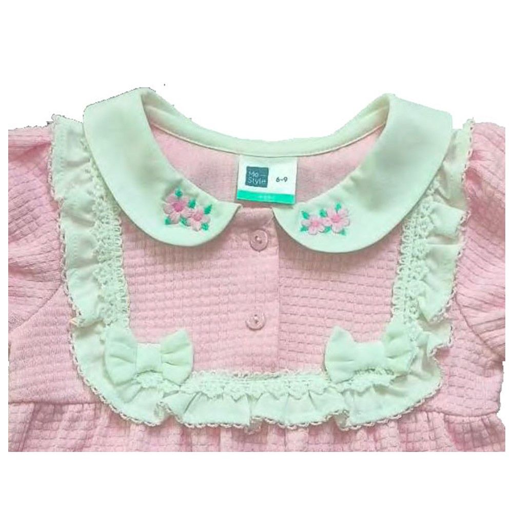 WOVEN ROMPER WITH HAT HOMMY PINK 12-18 MOTH