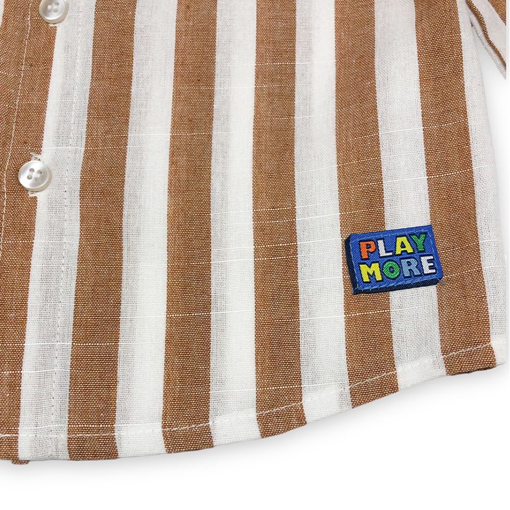 MESTYLE เสื้อเชิ้ตแขนยาว PUZZLE สีน้ำตาล ไซซ์ 3 ปี