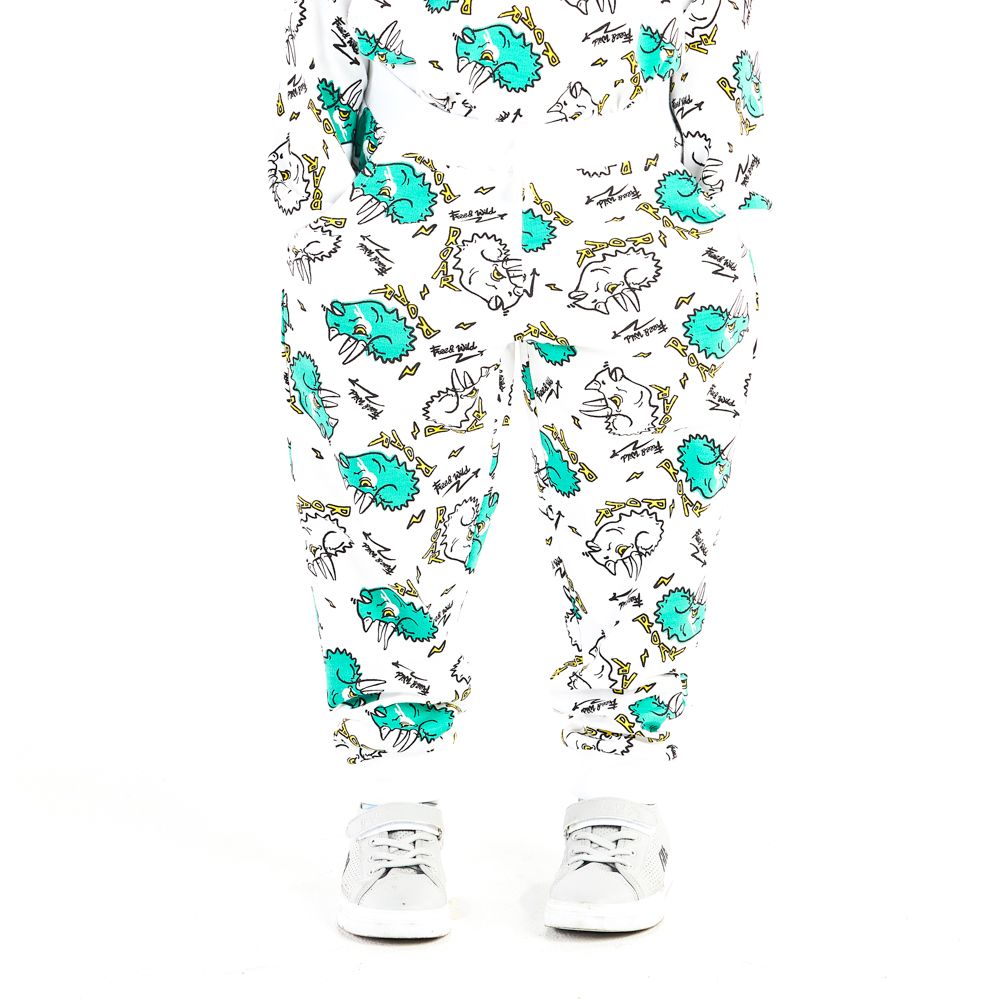 KNIT PANTS DUDE DINO WHITE 7 YEAR