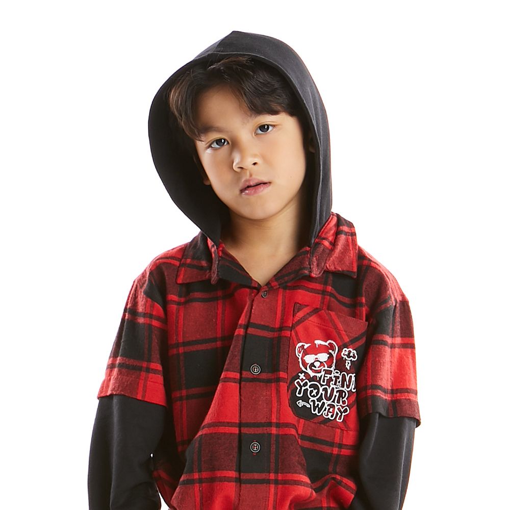 MESTYLE SHIRT WOVEN COOL BEARS RED SIZE 7 YEAR
