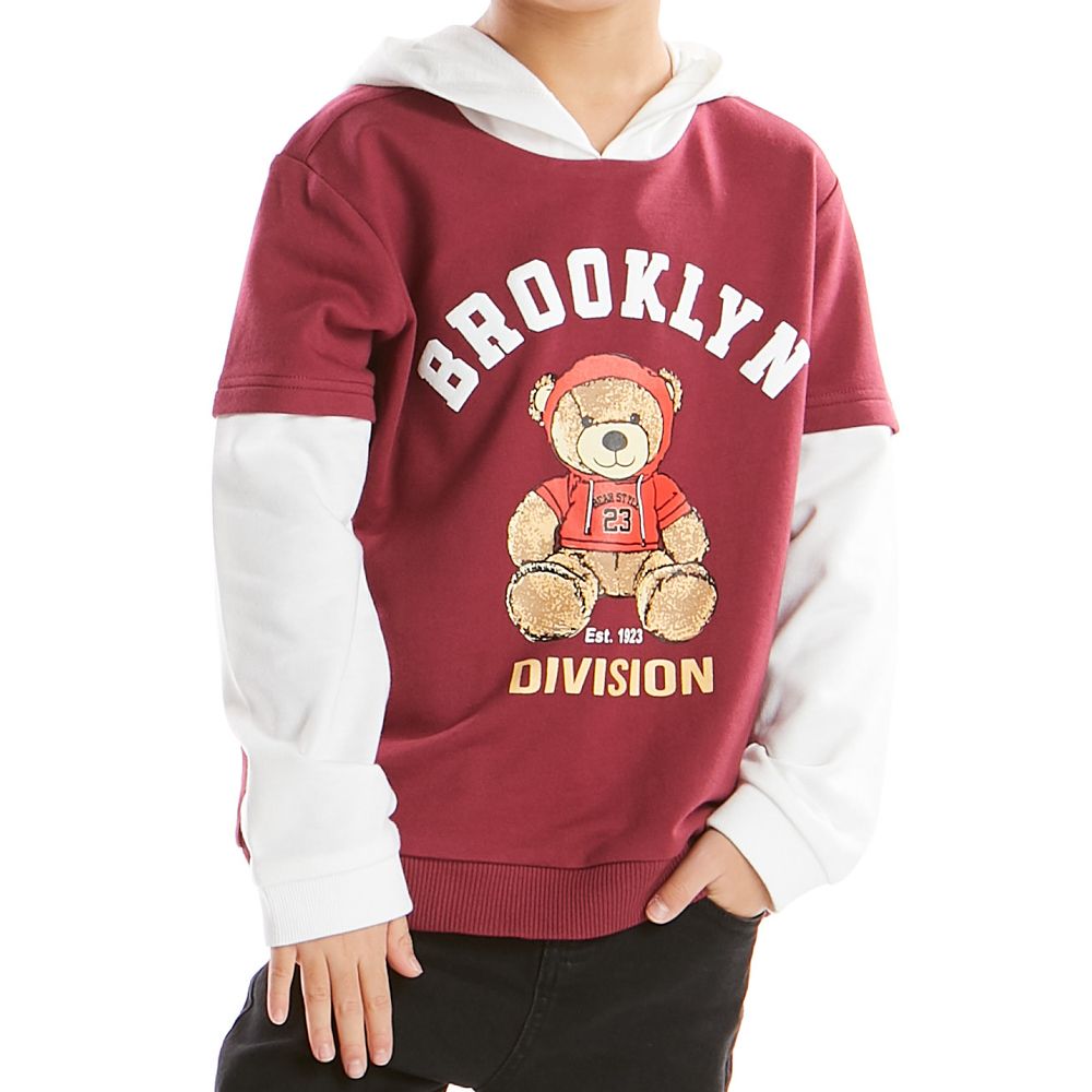 L/S HOOD COOL BEARS RED 9 YEAR