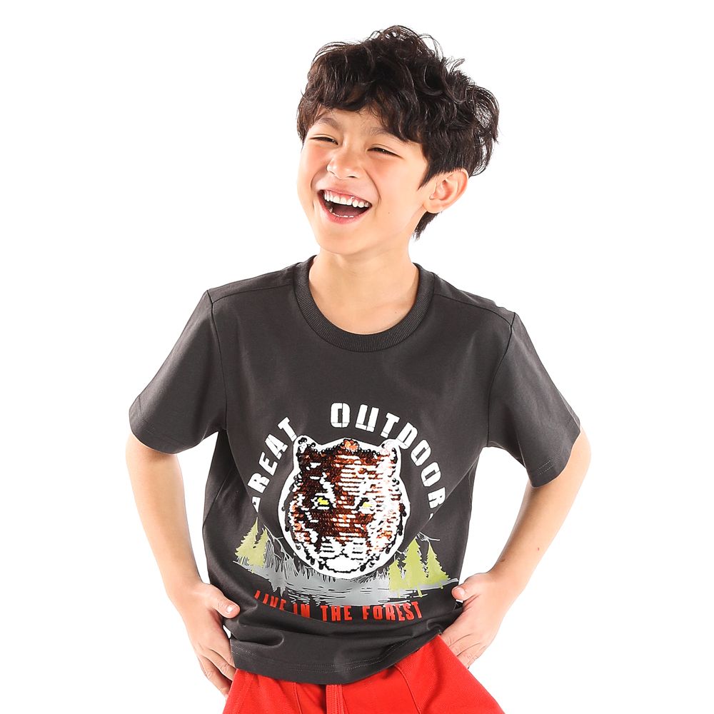 MESTYLE T-SHIRT OUTDOORS DARK GRAY SIZE 7 YEAR