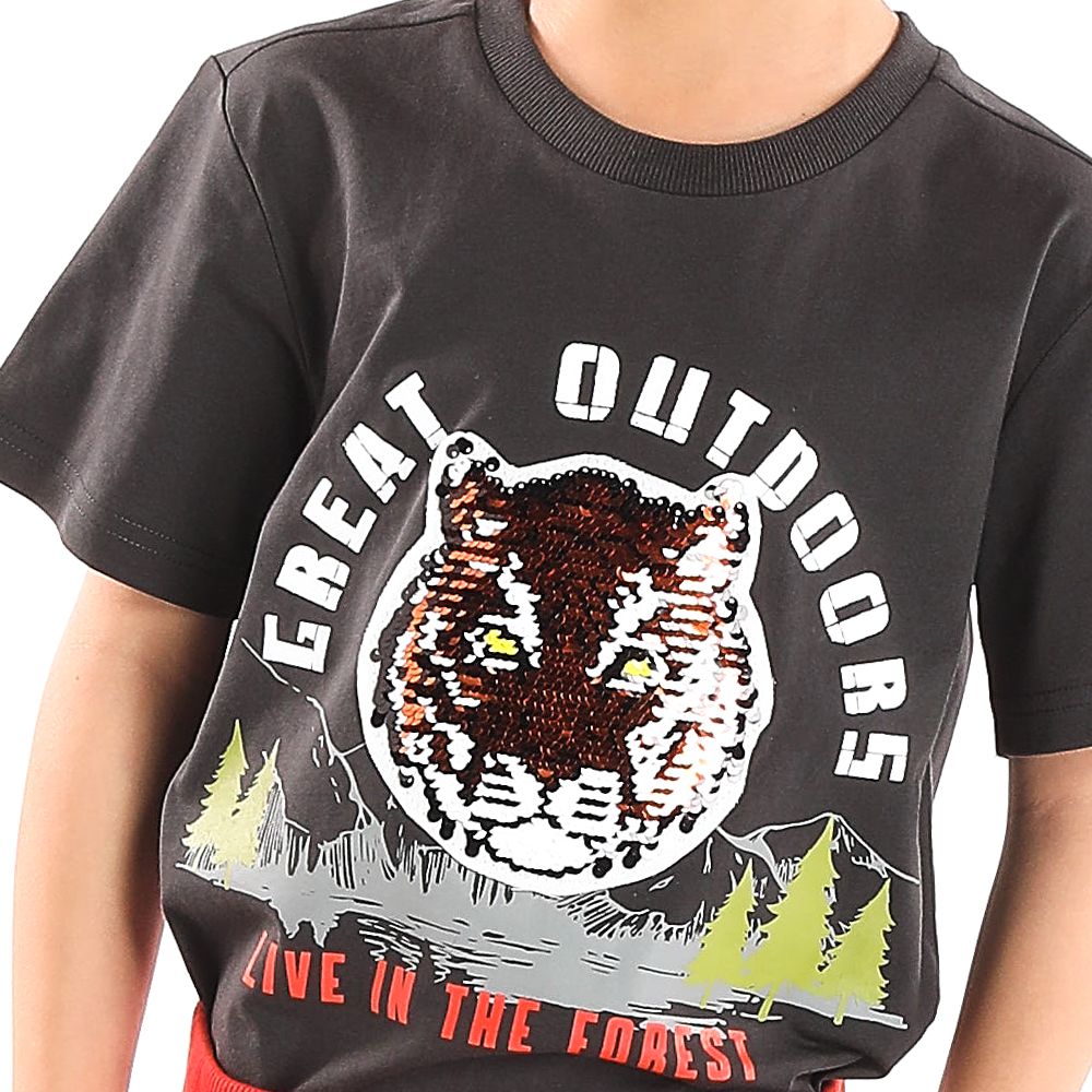 MESTYLE T-SHIRT OUTDOORS DARK GRAY SIZE 7 YEAR