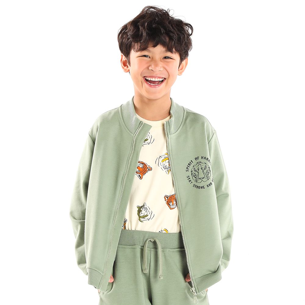 MESTYLE เสื้อแจ็คเก็ต OUTDOORS สีเขียวเข้ม ไซซ์ 5 ปี