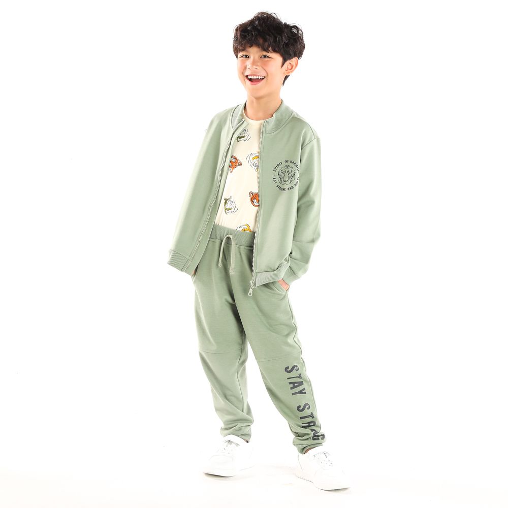 MESTYLE KNIT JACKET OUTDOORS GREEN SIZE 9 YEAR