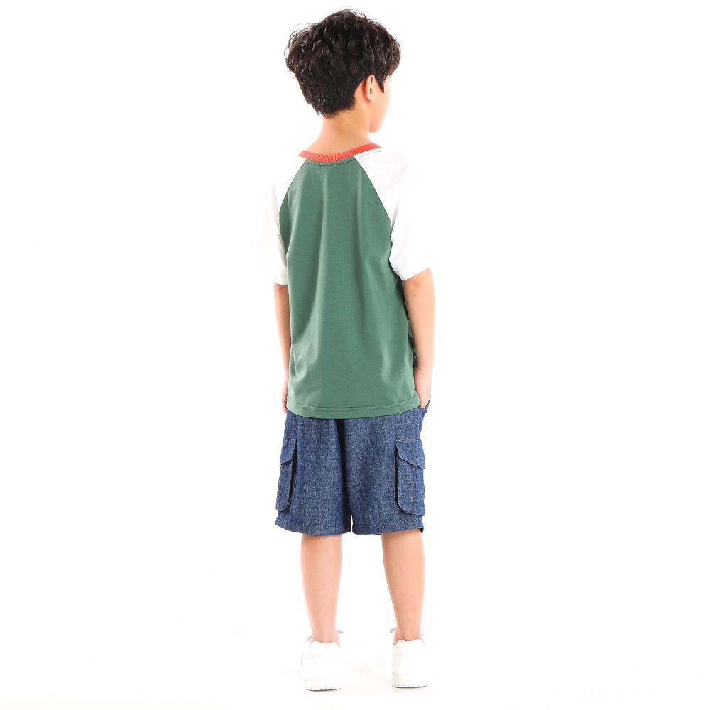 ME STYLE เสื้อแขนสั้นไหลสโลป เขียว 9 ปี