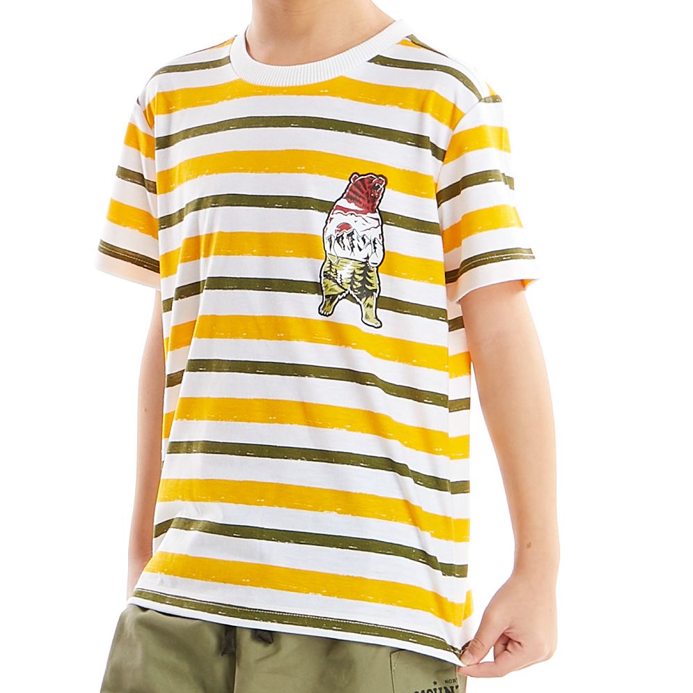 เสื้อแขนสั้นลายริ้ว เหลือง 9 ปี