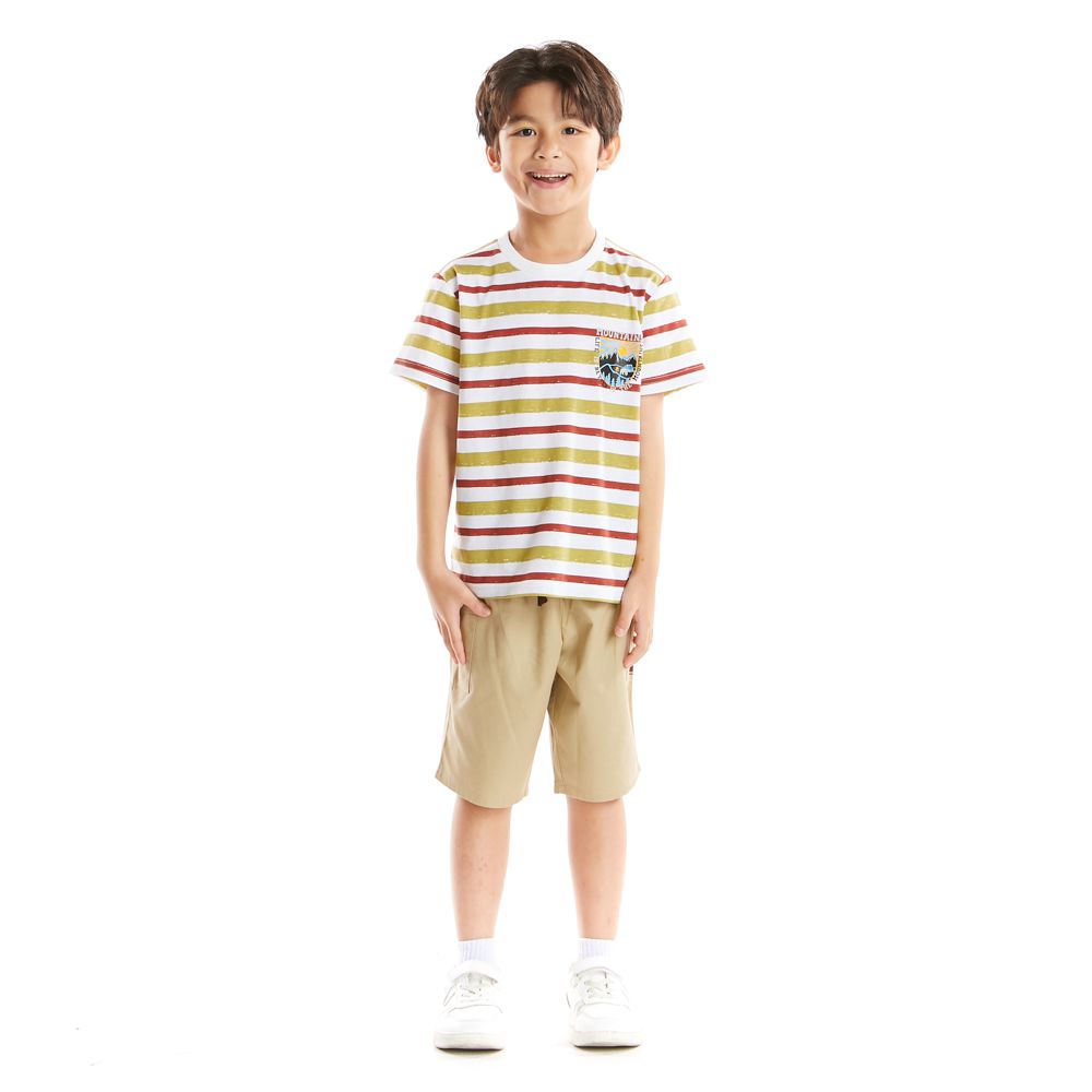 MESTYLE เสื้อแขนสั้นลายริ้ว สีเขียว ไซซ์ 5 ปี