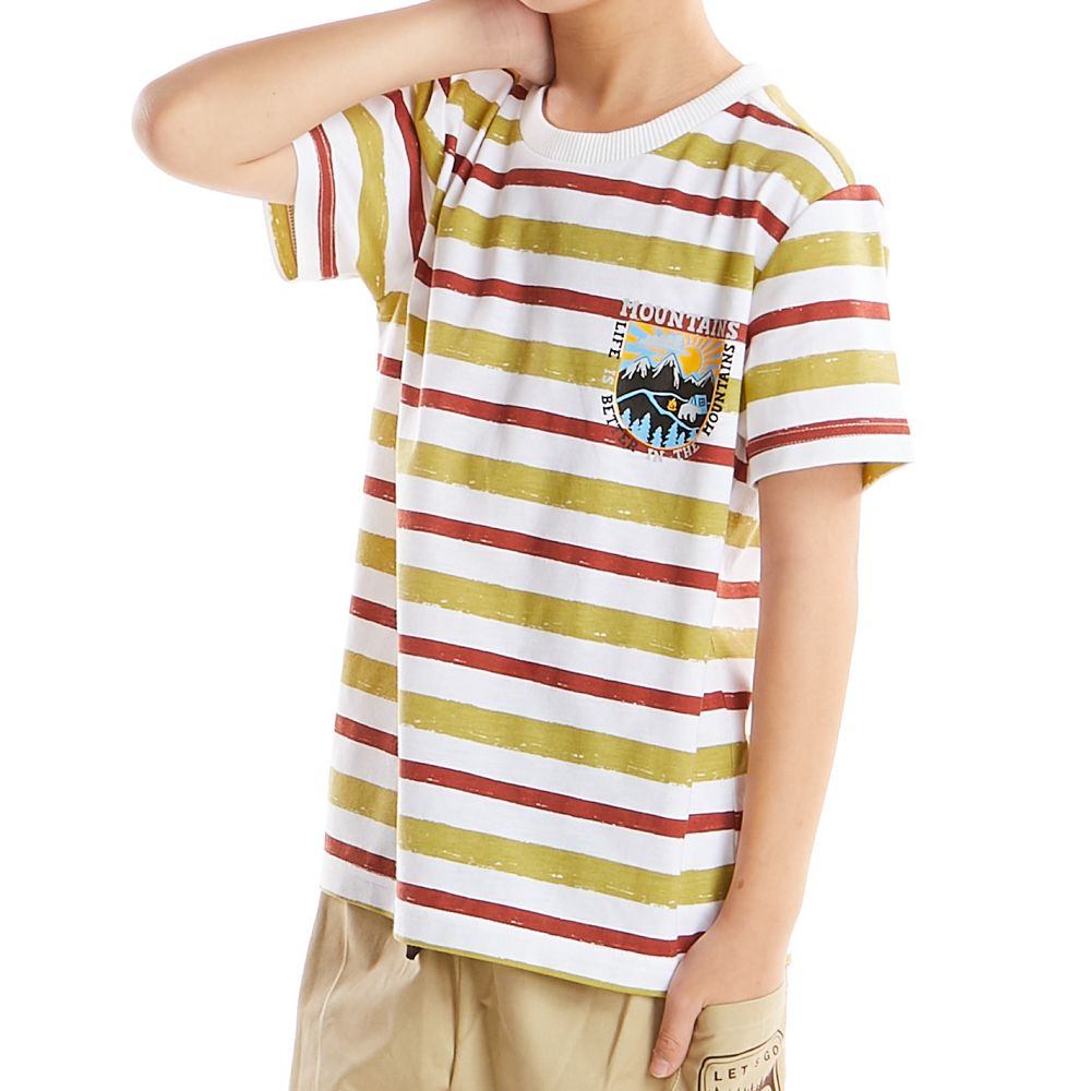 เสื้อแขนสั้นลายริ้ว เขียว 7 ปี