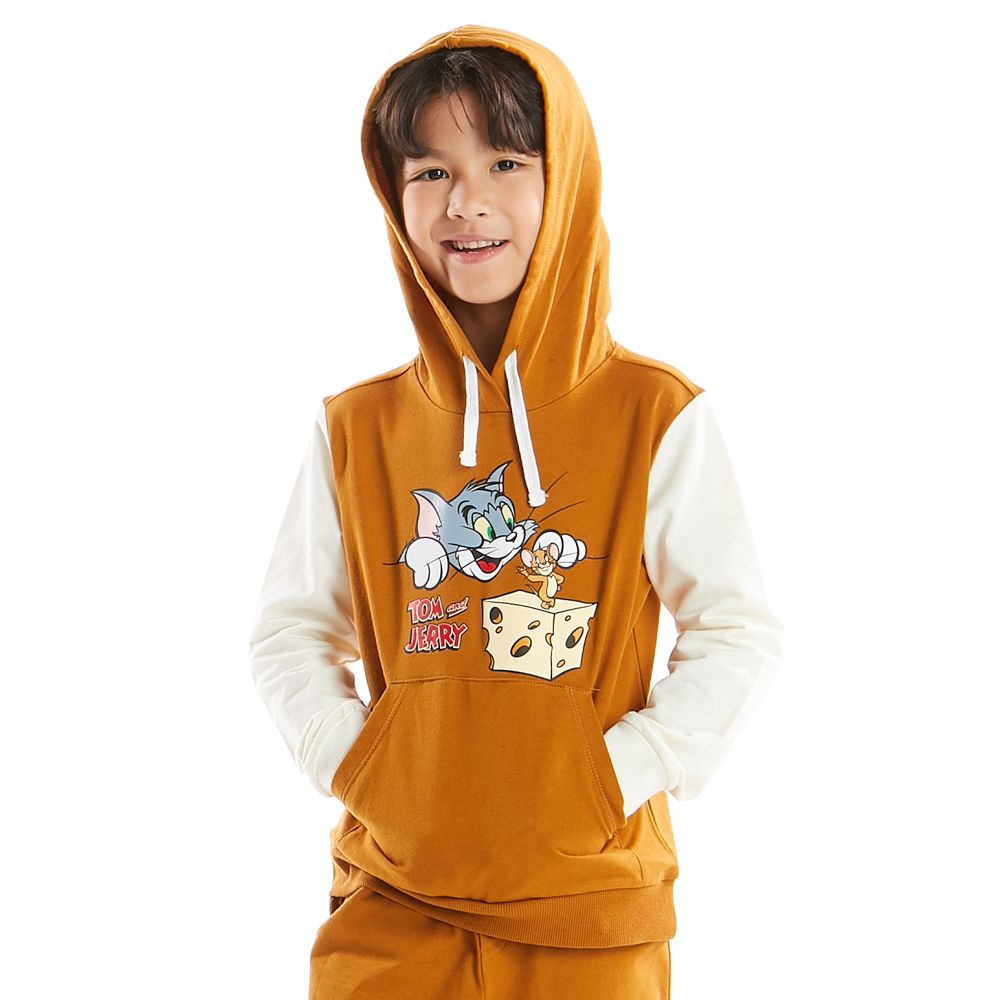 เสื้อฮูดแขนยาวTOM JERRY น้ำตาล 7 ปี
