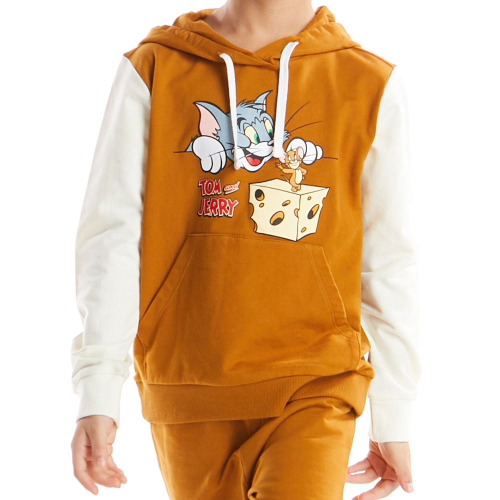 เสื้อฮูดแขนยาวTOM JERRY น้ำตาล 9 ปี