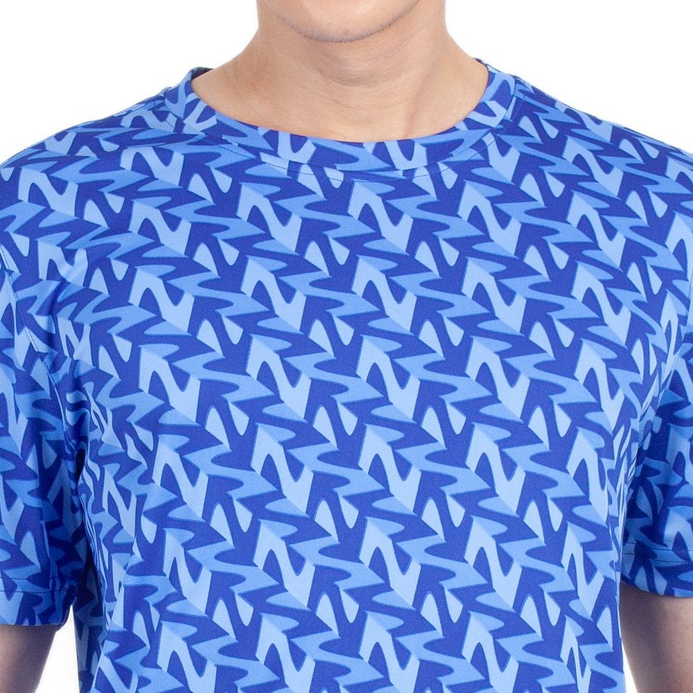 ME STYLE เสื้อกีฬาแขนสั้นพิมพ์ สีฟ้า L