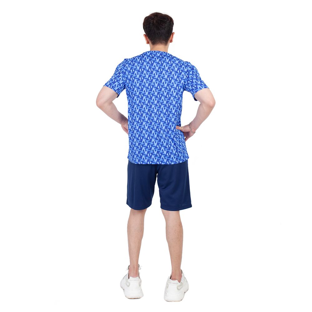 ME STYLE เสื้อกีฬาแขนสั้นพิมพ์ สีฟ้า XL