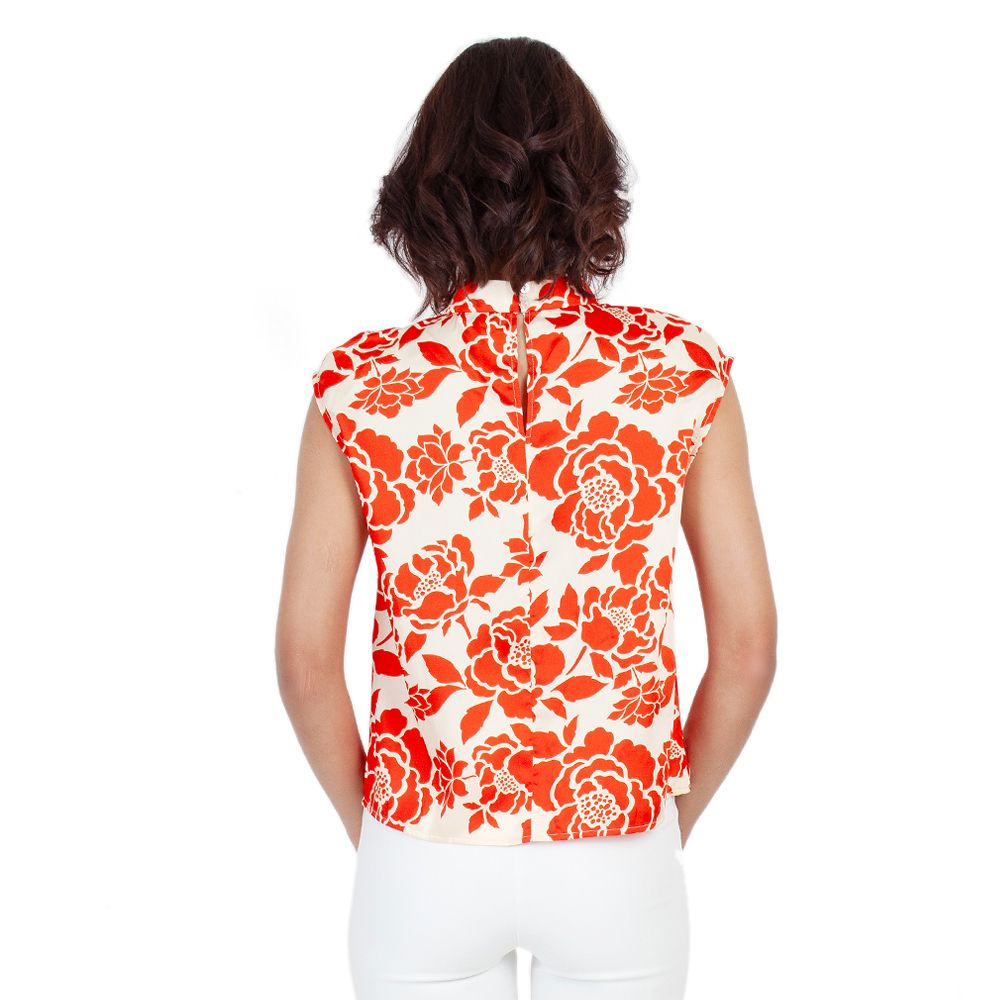 ME STYLE BLOUSE W-PRINT ORANGE XL