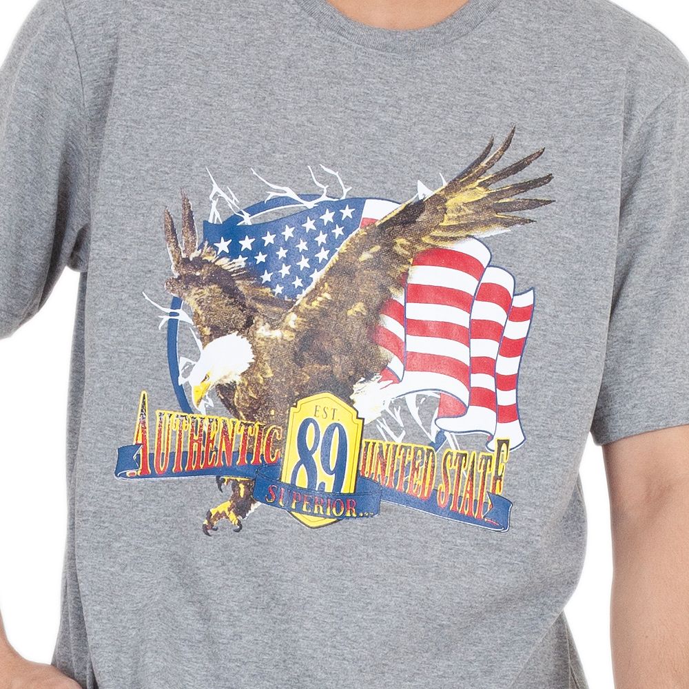 ME STYLE เสื้อยืดพิมพ์สีเทา ไซส์ XL