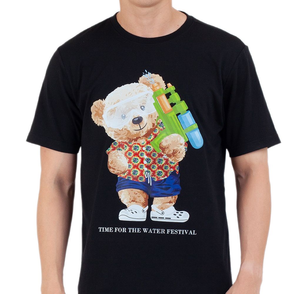 ME STYLE เสื้อยืดพิมพ์ สีดำ ไซส์ XL