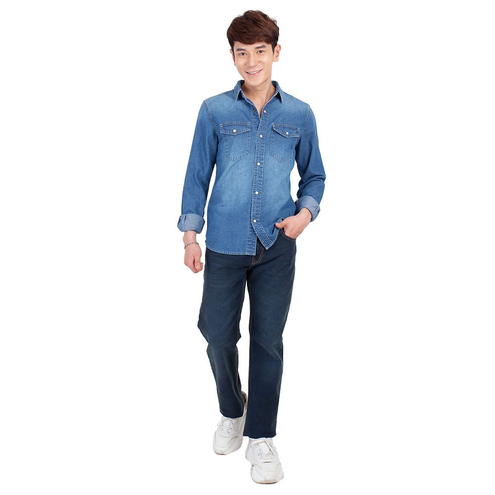 ME STYLE เสื้อเชิ้ตยีนส์แขนยาว L
