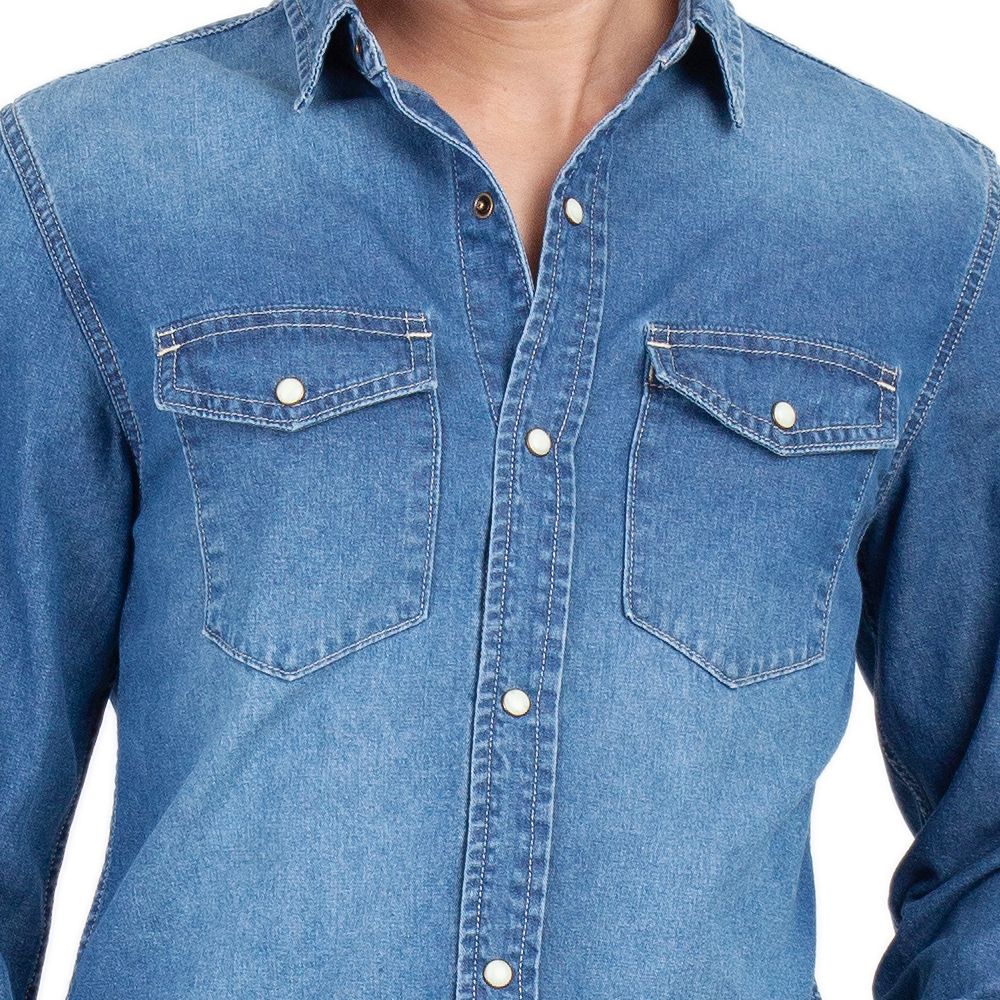 ME STYLE เสื้อเชิ้ตยีนส์แขนยาว L