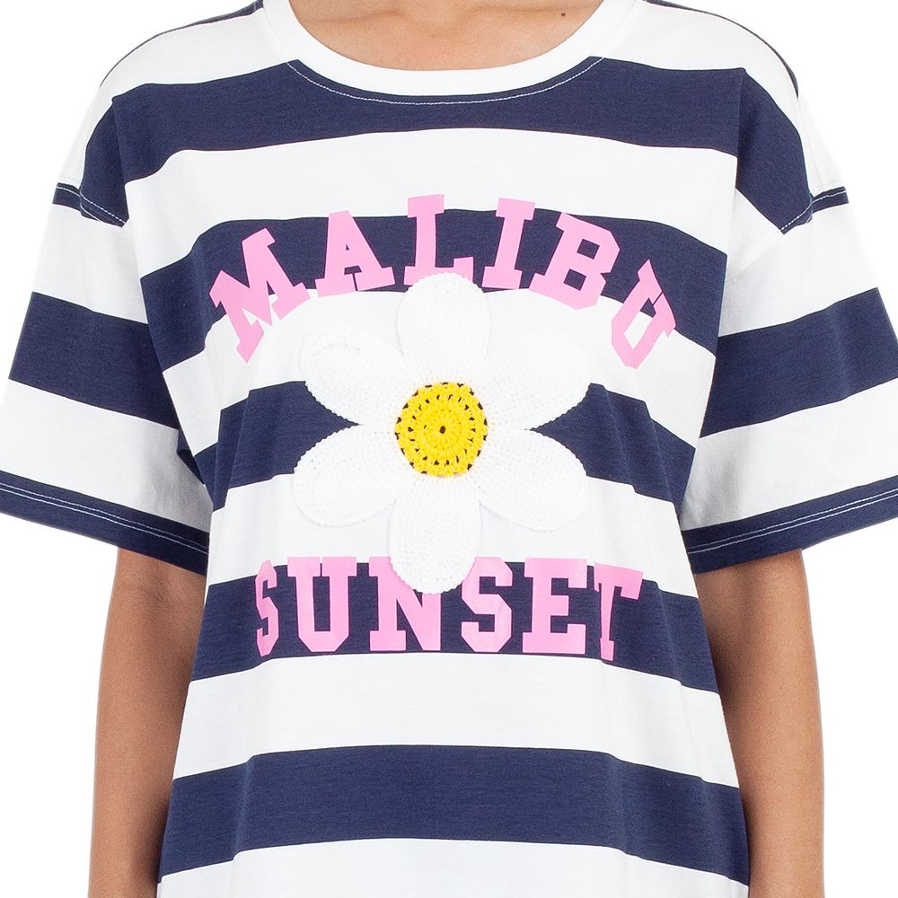 MESTYLE เสื้อยืดลายริ้วสีกรมท่า ไซส์ M