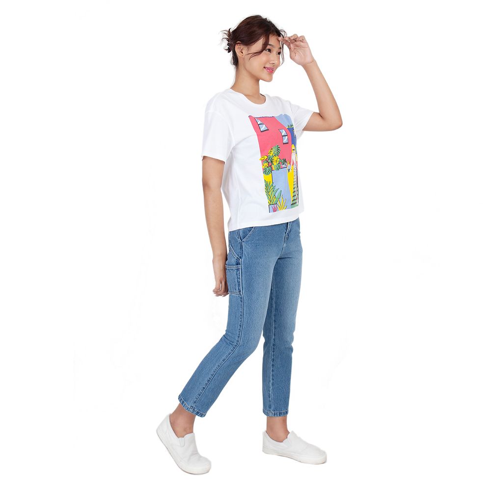 ME STYLE เสื้อยืดพิมพ์ลาย สีขาว XL