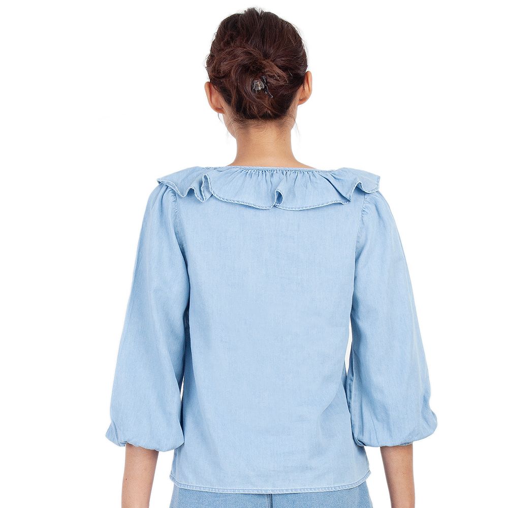 MESTYLE เสื้อยีนส์แต่งระบาย สีอ่อน ไซซ์ S