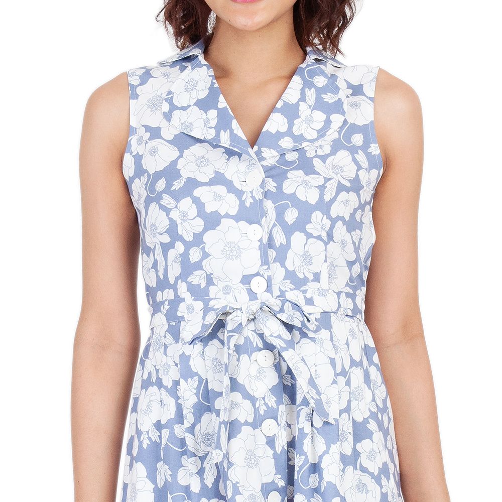 ME STYLE PRINTED RESORT DRESS BLUE M