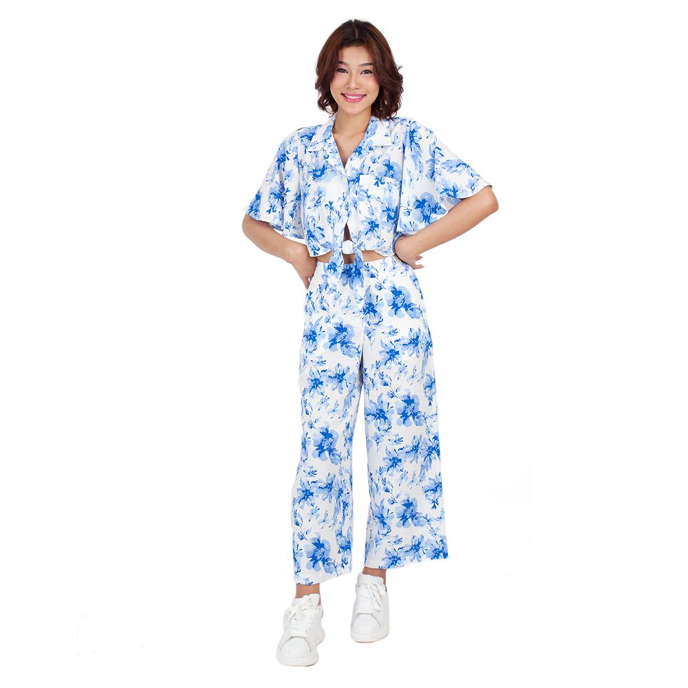 MESTYLE เสื้อเชิ้ตพิมพ์ผูกชาย สีฟ้า ไซซ์ L