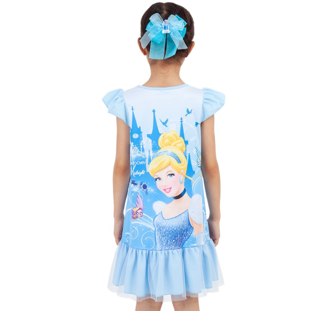 DISNEY ชุดกระโปรงผ้ายืด CINDERELLA สีฟ้า ไซส์ 7