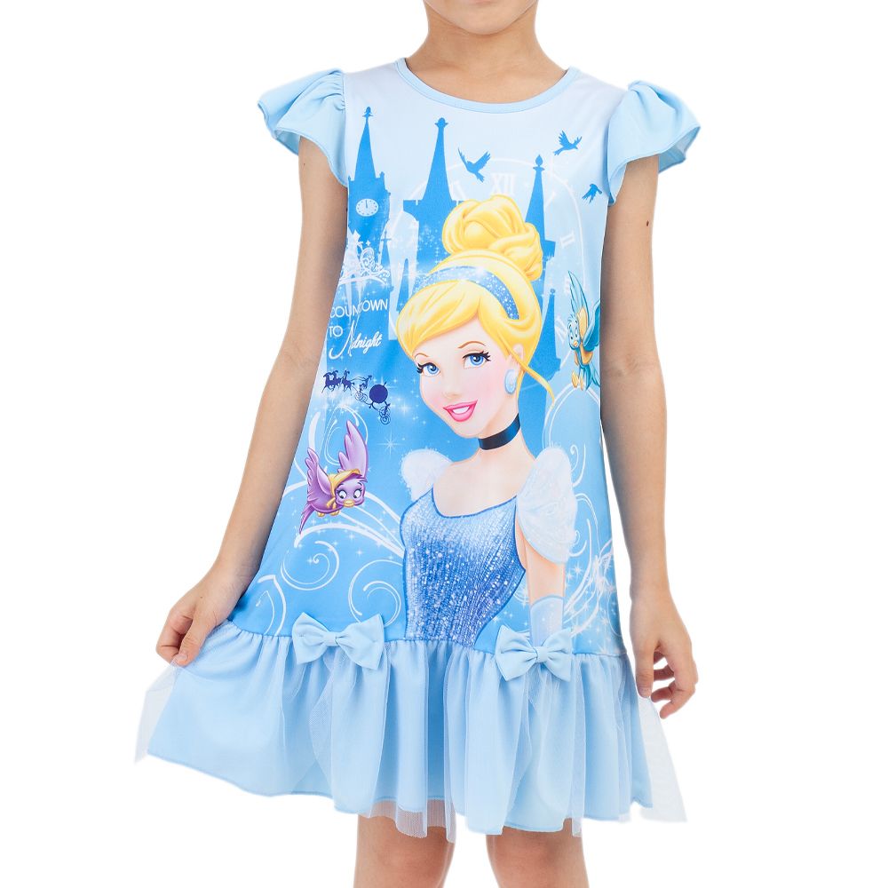 DISNEY ชุดกระโปรงผ้ายืด CINDERELLA สีฟ้า ไซส์ 7