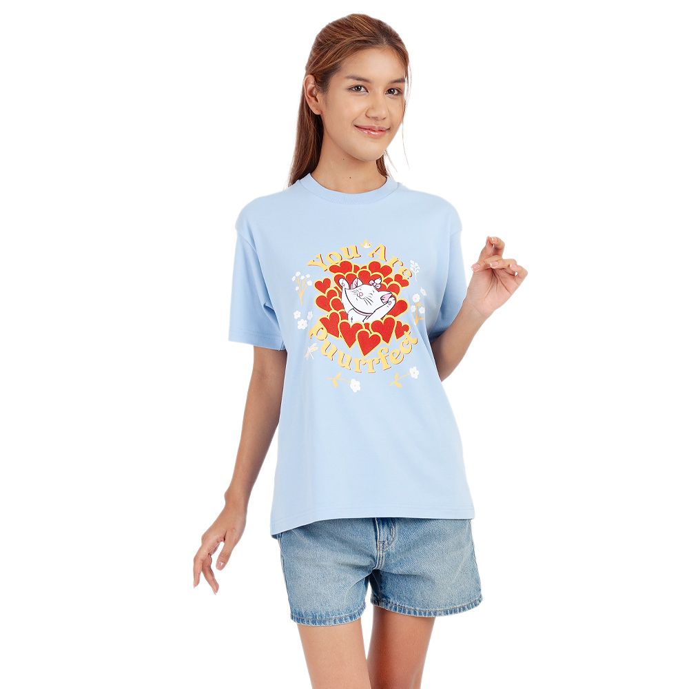 ME STYLE เสื้อยืดพิมพ์ลายสีฟ้า ไซส์ S