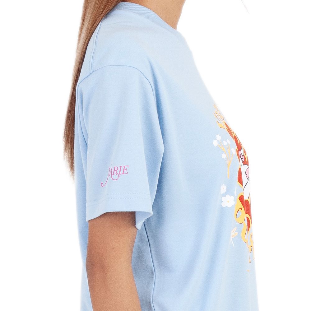 ME STYLE เสื้อยืดพิมพ์ลายสีฟ้า ไซส์ XL