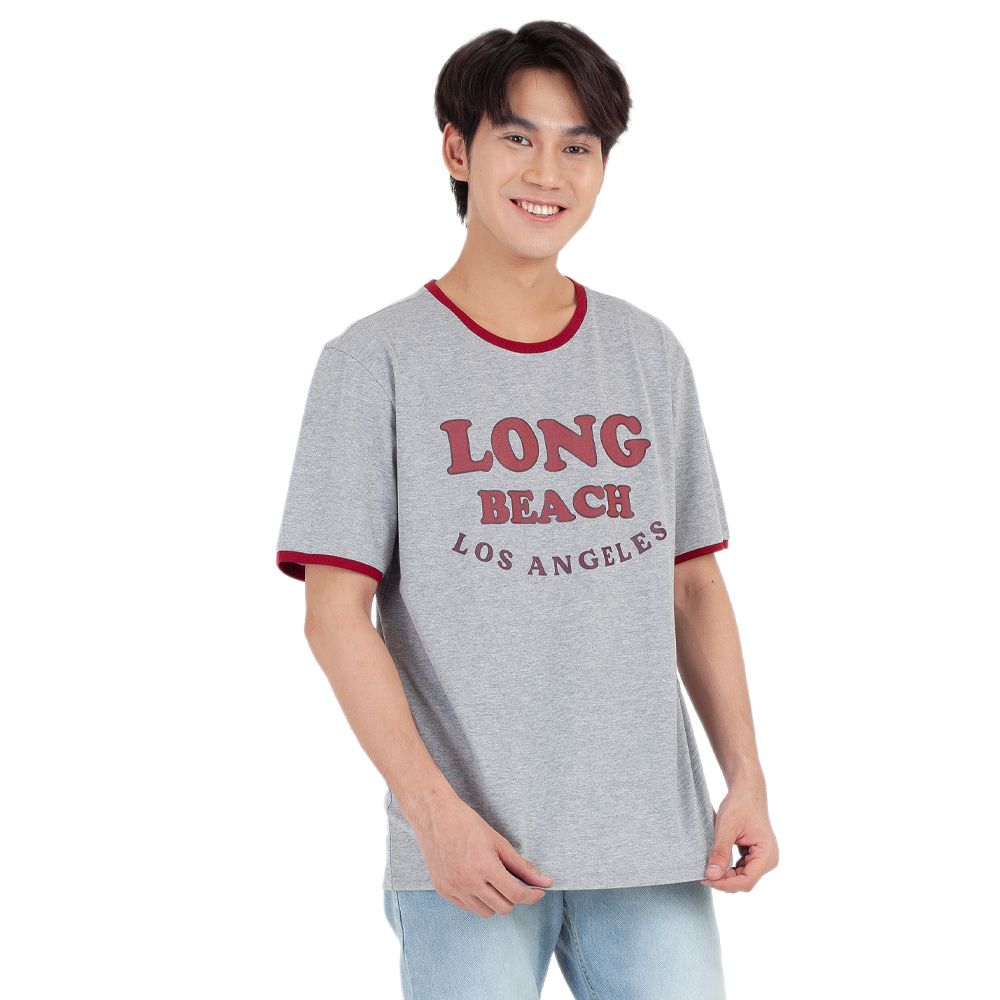 ME STYLE เสื้อแขนสั้นพิมพ์สีเทา ไซส์ M