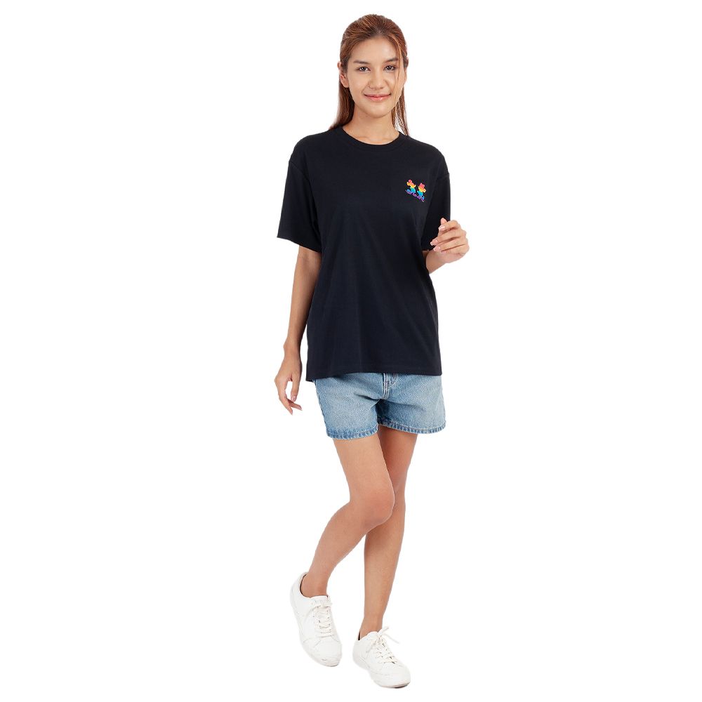 MESTYLE เสื้อยืดพิมพ์ลายสีดำ ไซส์ M