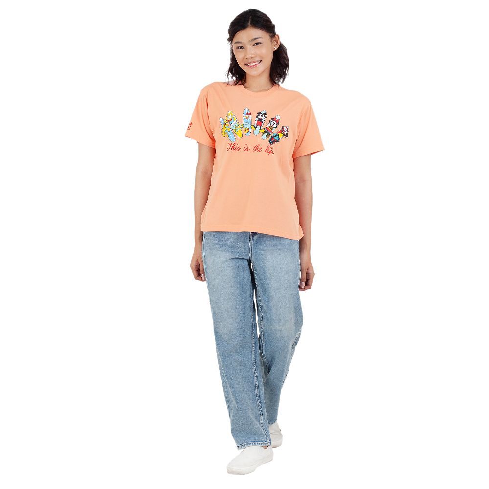 ME STYLE เสื้อยืดพิมพ์ลาย สีส้ม S