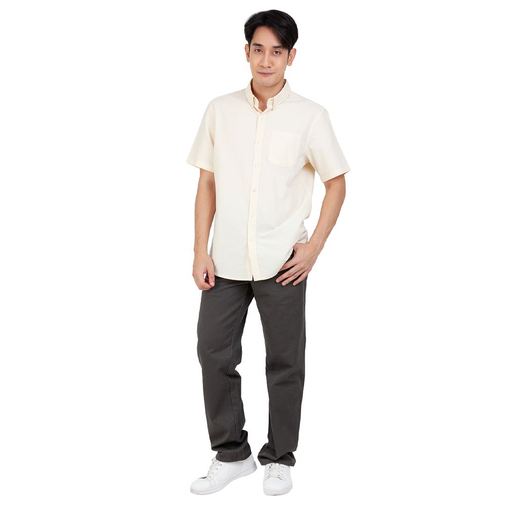 MESTYLE เสื้อเชิ้ตแขนสั้นสีเหลือง ไซส์ S