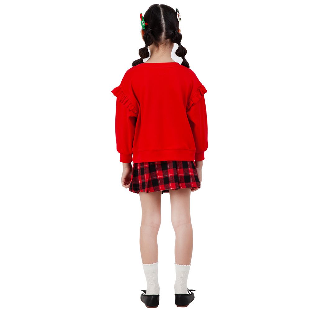 MESTYLE เสื้อยืดแขนยาวแต่งโบว์ สีแดง ไซส์ 5