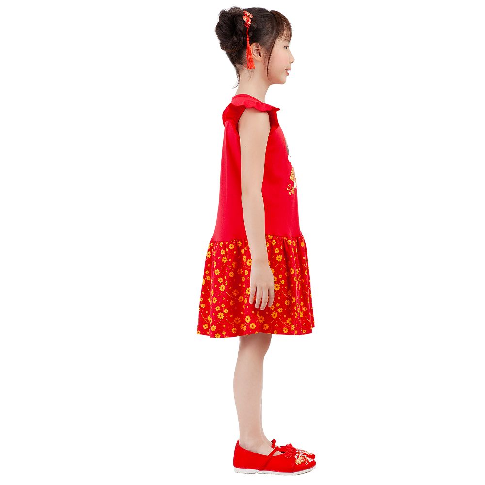 MESTYLE ชุดกระโปรงผ้ายืดตรุษจีน สีแดง ไซส์ 7