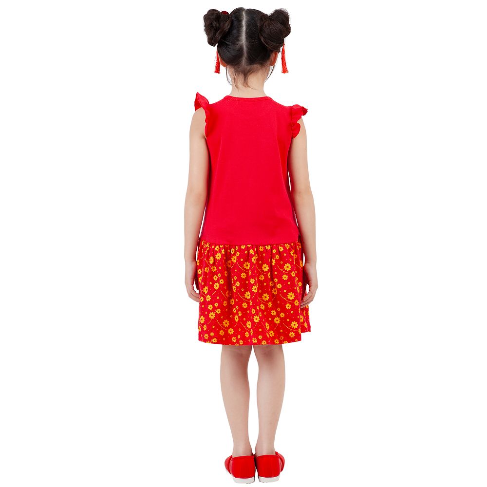 MESTYLE ชุดกระโปรงผ้ายืดตรุษจีน สีแดง ไซส์ 7