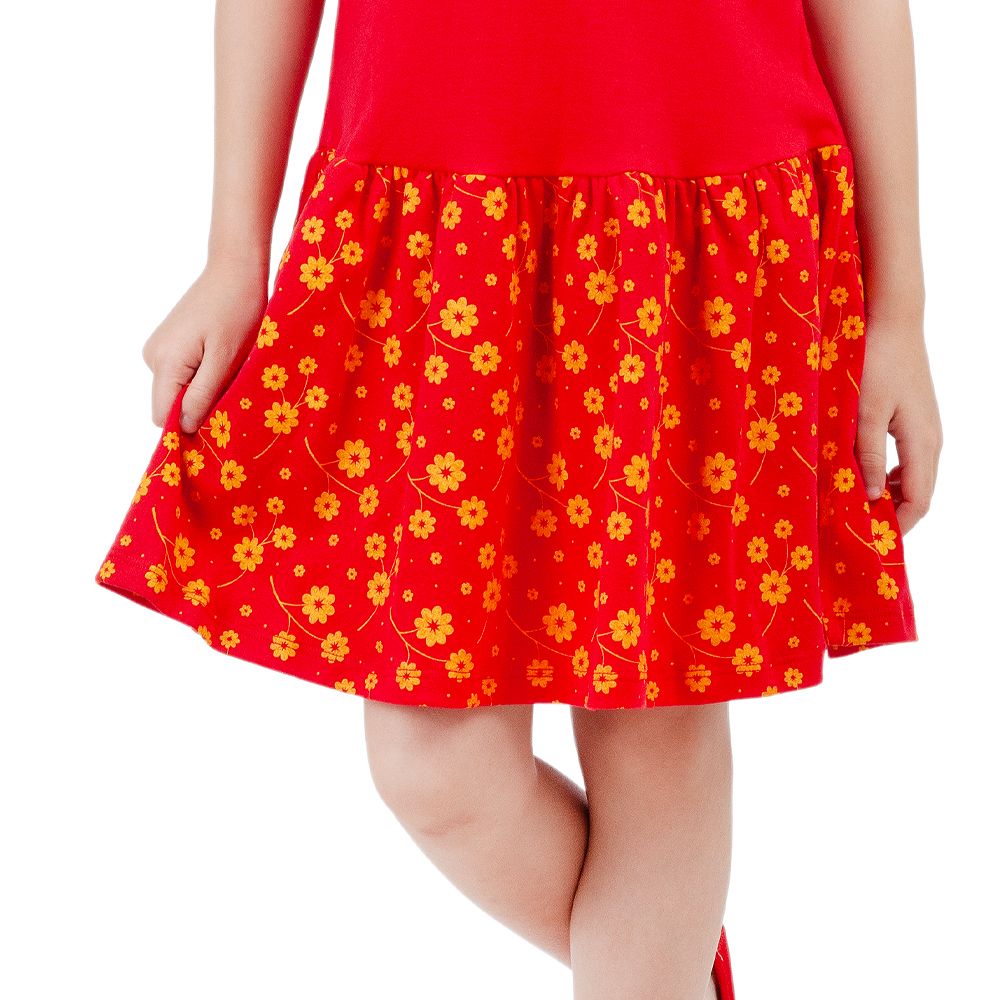 MESTYLE ชุดกระโปรงผ้ายืดตรุษจีน สีแดง ไซส์ 7