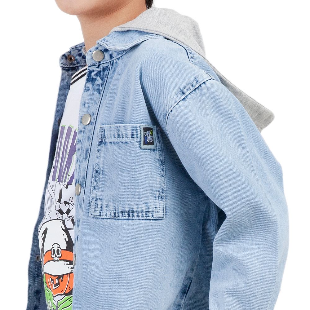 MESTYLE เสื้อยีนส์มีฮูด SPRAYED สีกลาง ไซส์ 5