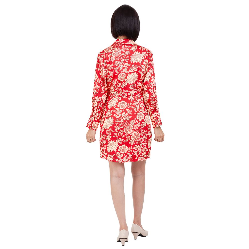 MESTYLE ชุดเดรสพิมพ์ลายสีแดง ไซส์ L