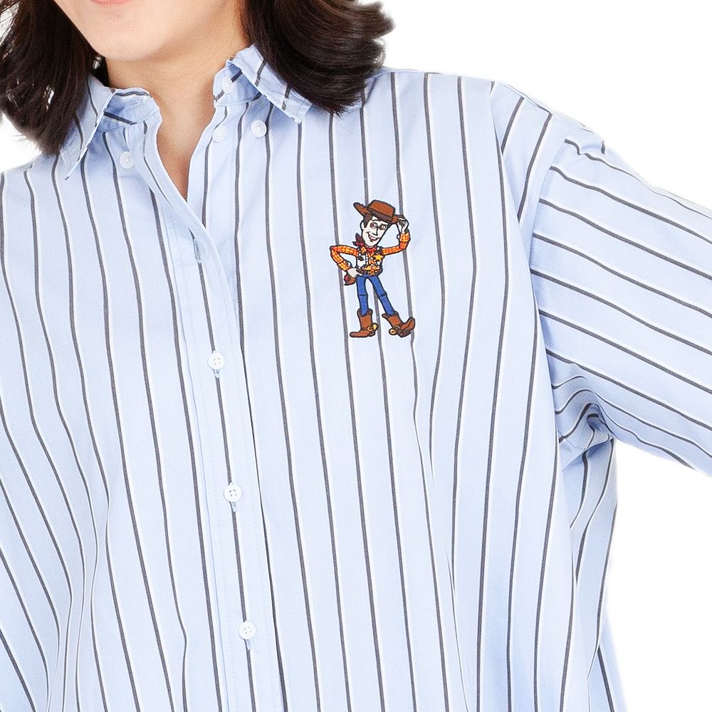 MESTYLE DISNEY เสื้อเชิ้ตริ้วทอยสตอรี่สีฟ้า ไซส์ M