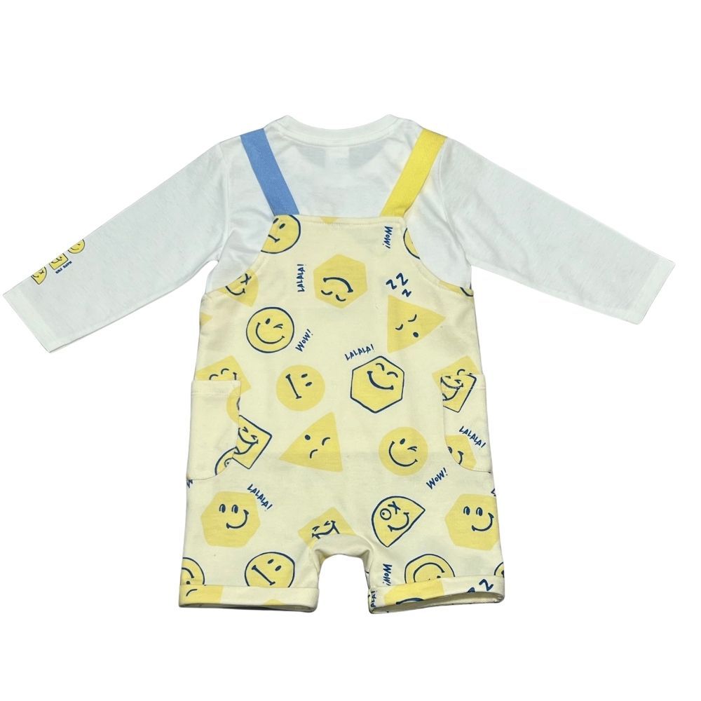 MESTYLE DUNGAREES WITH TOP ICON CREAM SIZE 3-6
