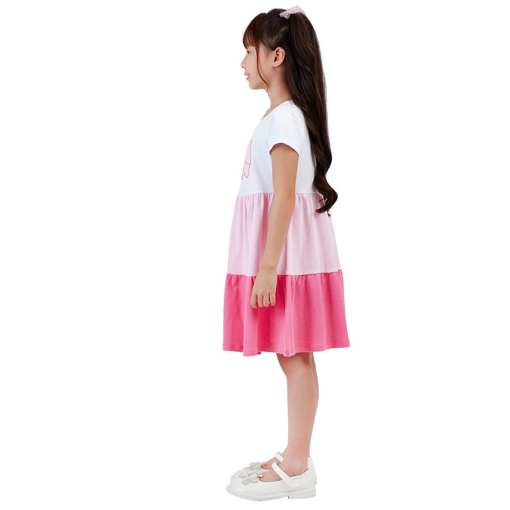 MESTYLE ชุดกระโปรงผ้ายืดระบาย สีชมพู ไซส์ 7