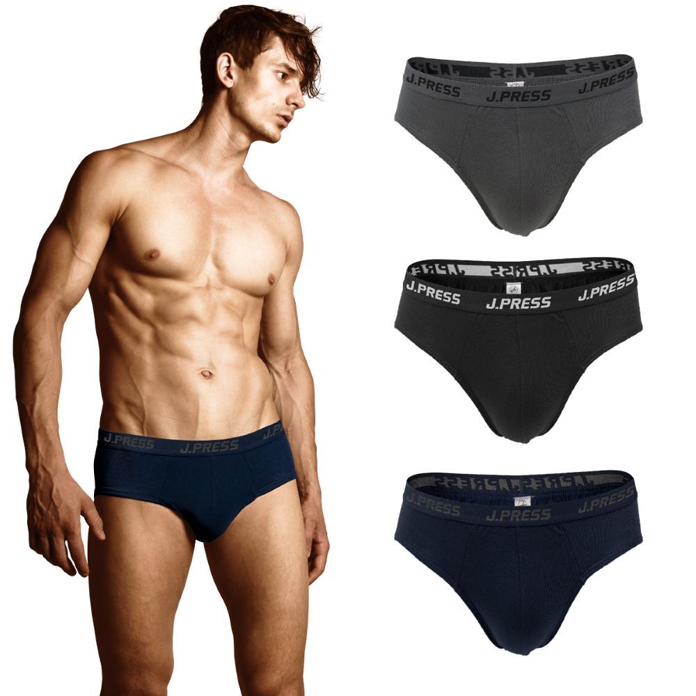 J.PRESS MEN UNDERWEAR ELASTIC MIXED COLORS SIZE M PACK 3