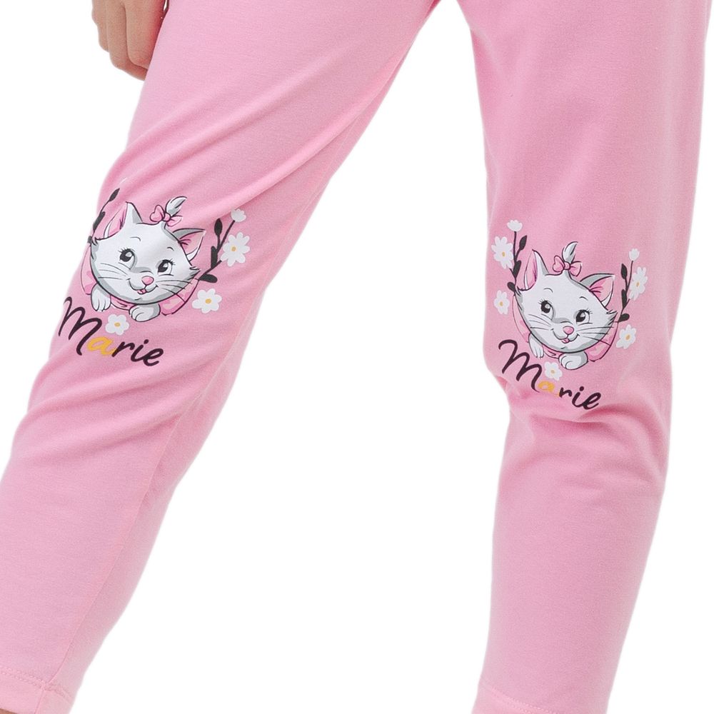 DISNEY กางเกงขายาวผ้ายืดพิมพ์แมว MARIE สีชมพู ไซส์ 5