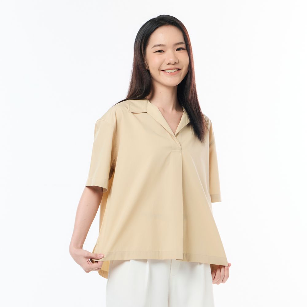 MESTYLE เสื้อแต่งดีเทล สีน้ำตาล ไซซ์ L